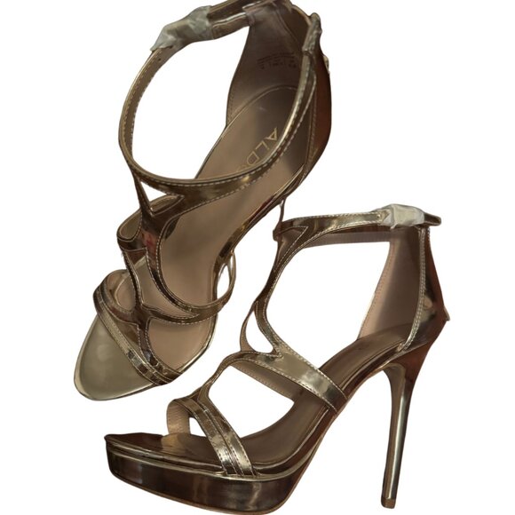 Aldo Gold Heels Size 8 - Picture 1 of 5